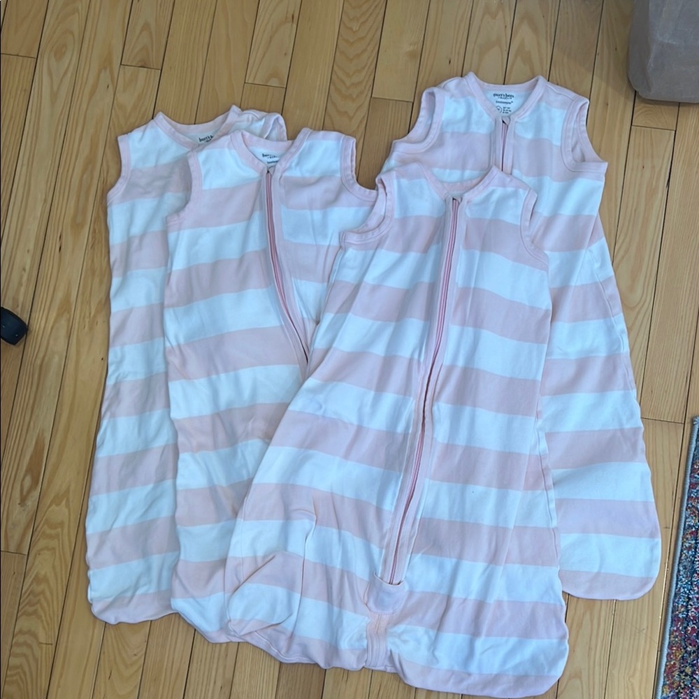 Four Pink Striped Medium Sleep Sacks 0.5 TOG